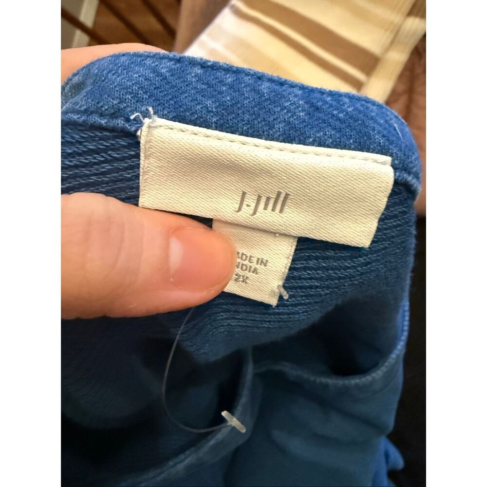 J. Jill Blue French Terry Relaxed Short Cuffed Sleeve Pullover Sweatshirt Sz 2X - Picture 3 of 4